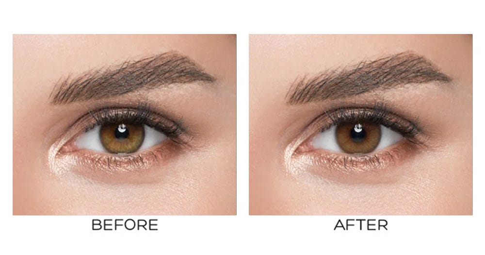 Before and After Colored Contact Lens on Light Brown Eyes